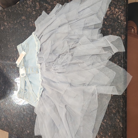 Denim Tulle Skirt - Picture 1 of 8